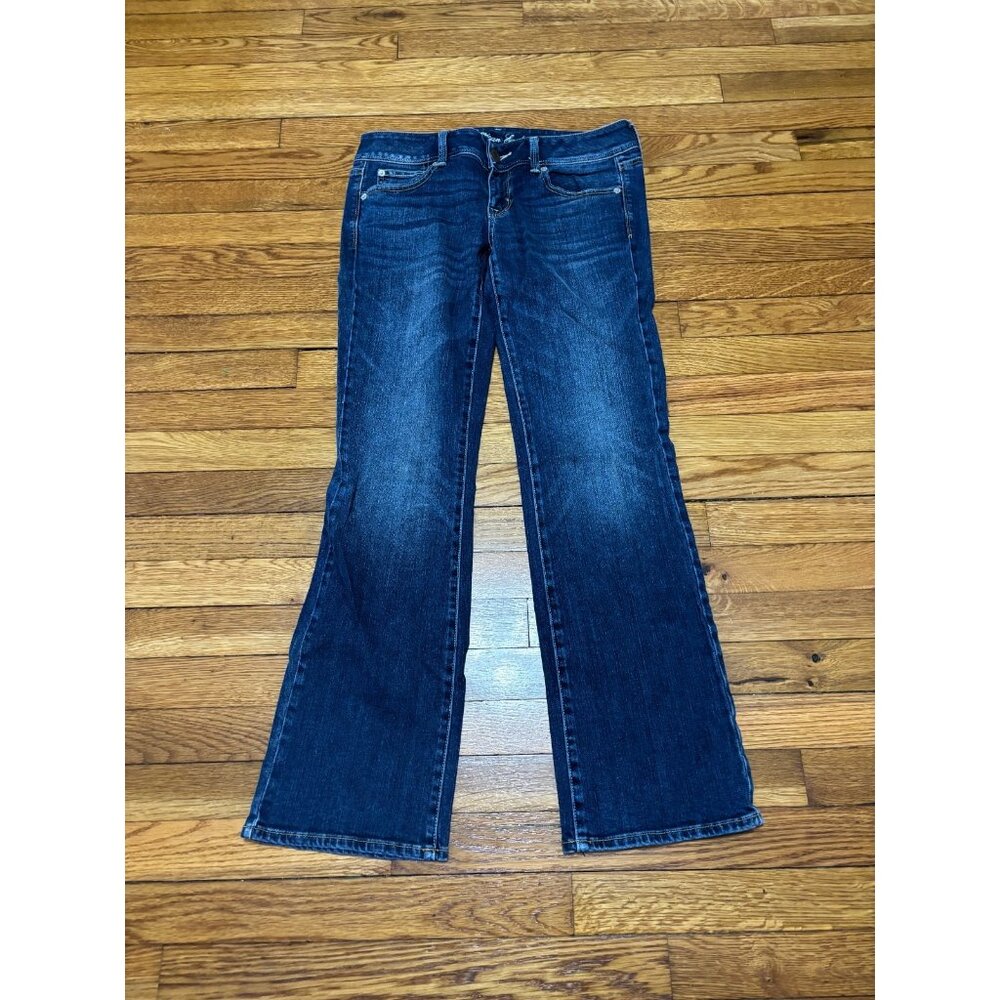 American Eagle Womens Slim Boot Jeans Size 6 Blue Dark Wash Stretch Denim 32x31